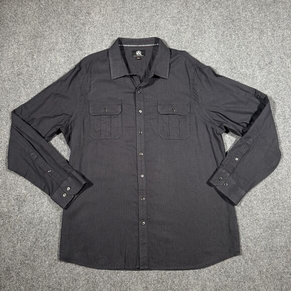 Rock and Republic Long Sleeve Button Up Dark Gray Shirt Men's XXL 2XL - Picture 2 of 6